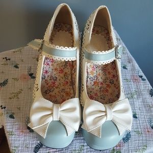 Kawaii Light Blue/white bow Lotita Shoes size 38